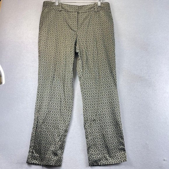 NWT ANN TAYLOR Factory Signature Womens 12 Gold Metallic Straight Ankle Pants - Picture 3 of 10